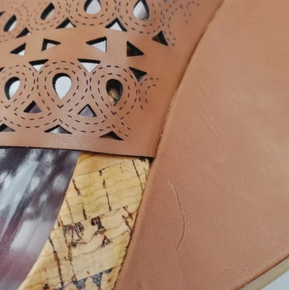 BCBG Brown Woven Leather Wedges - Picture 5 of 8